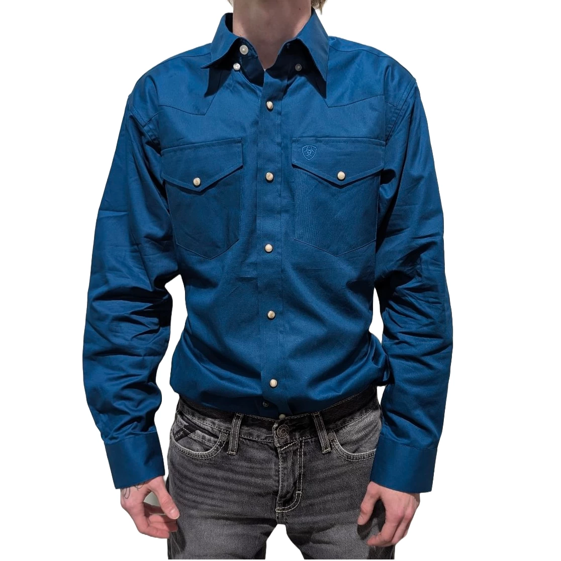Ariat Men's Lightweight Solid Twill Blue Button Down Shirt 10058559