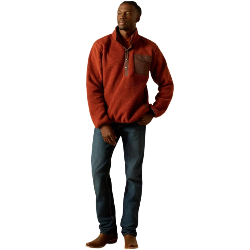 Ariat Men's Rust Red Polar Bear Mock Sweater Pullover 10062491 - Image 4