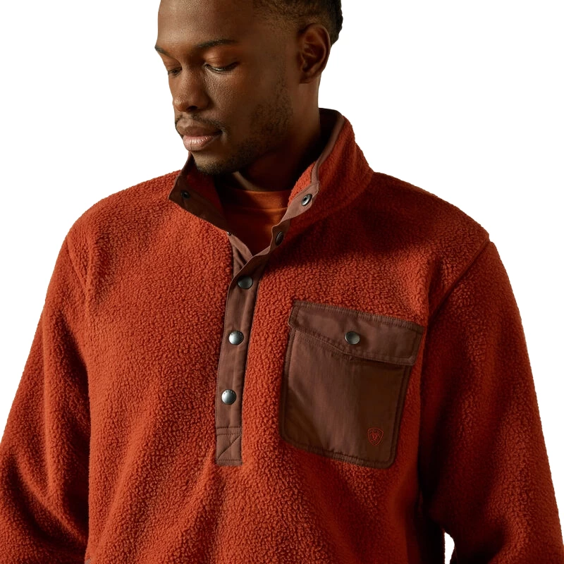 Ariat Men's Rust Red Polar Bear Mock Sweater Pullover 10062491 - Image 3