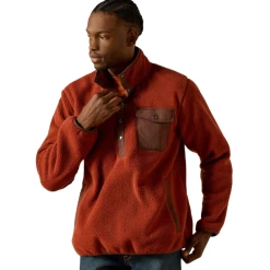 Ariat Men's Rust Red Polar Bear Mock Sweater Pullover 10062491