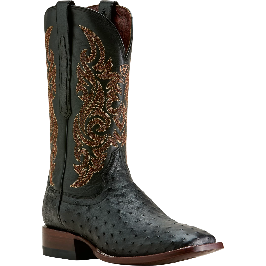 Ariat Men's Classic Cash Black Full Quill Ostrich Western Boots 10063776