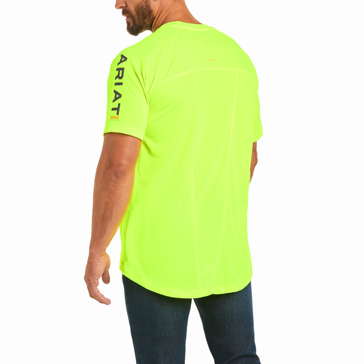 Ariat® Men's Rebar Heat Fighter SS Neon Lime T-Shirt 10031037 - Image 3