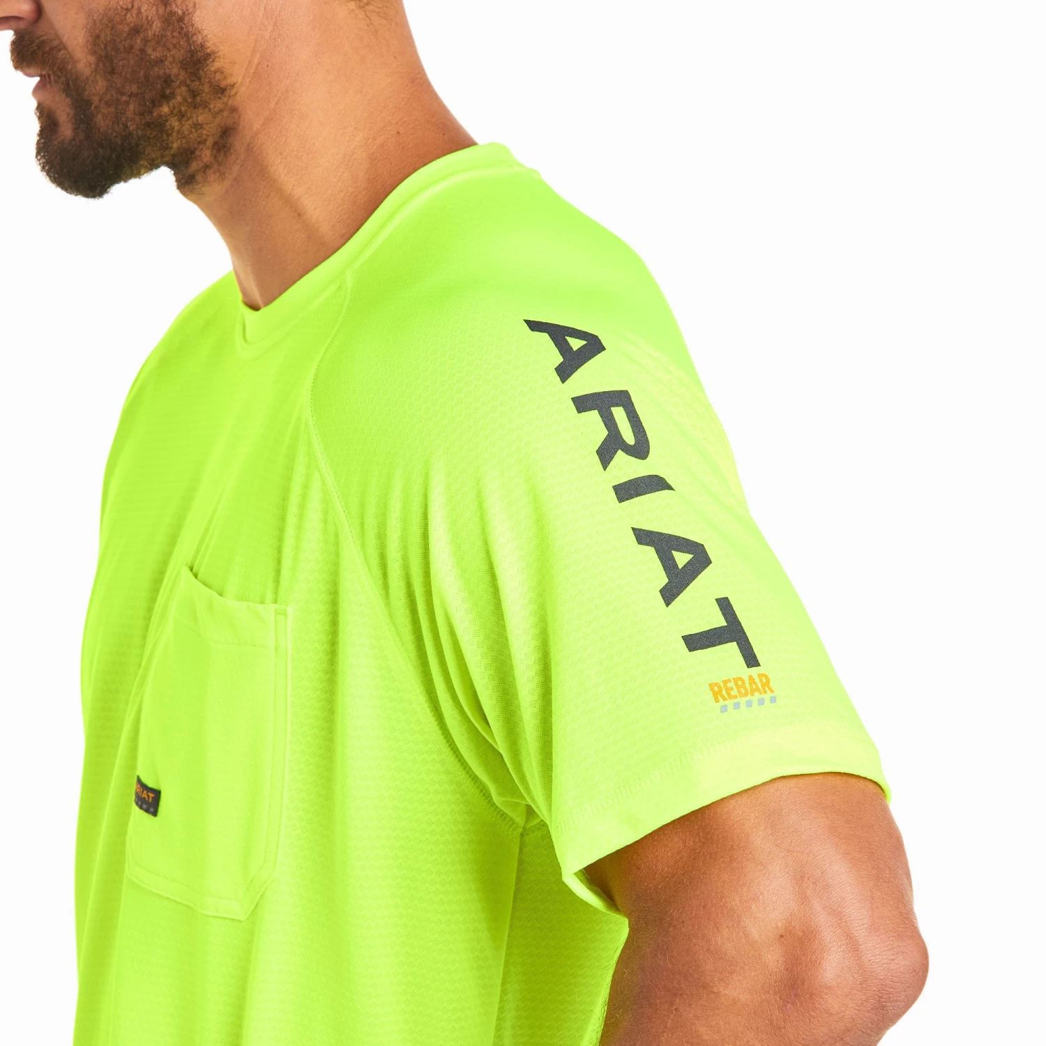 Ariat® Men's Rebar Heat Fighter SS Neon Lime T-Shirt 10031037 - Image 2