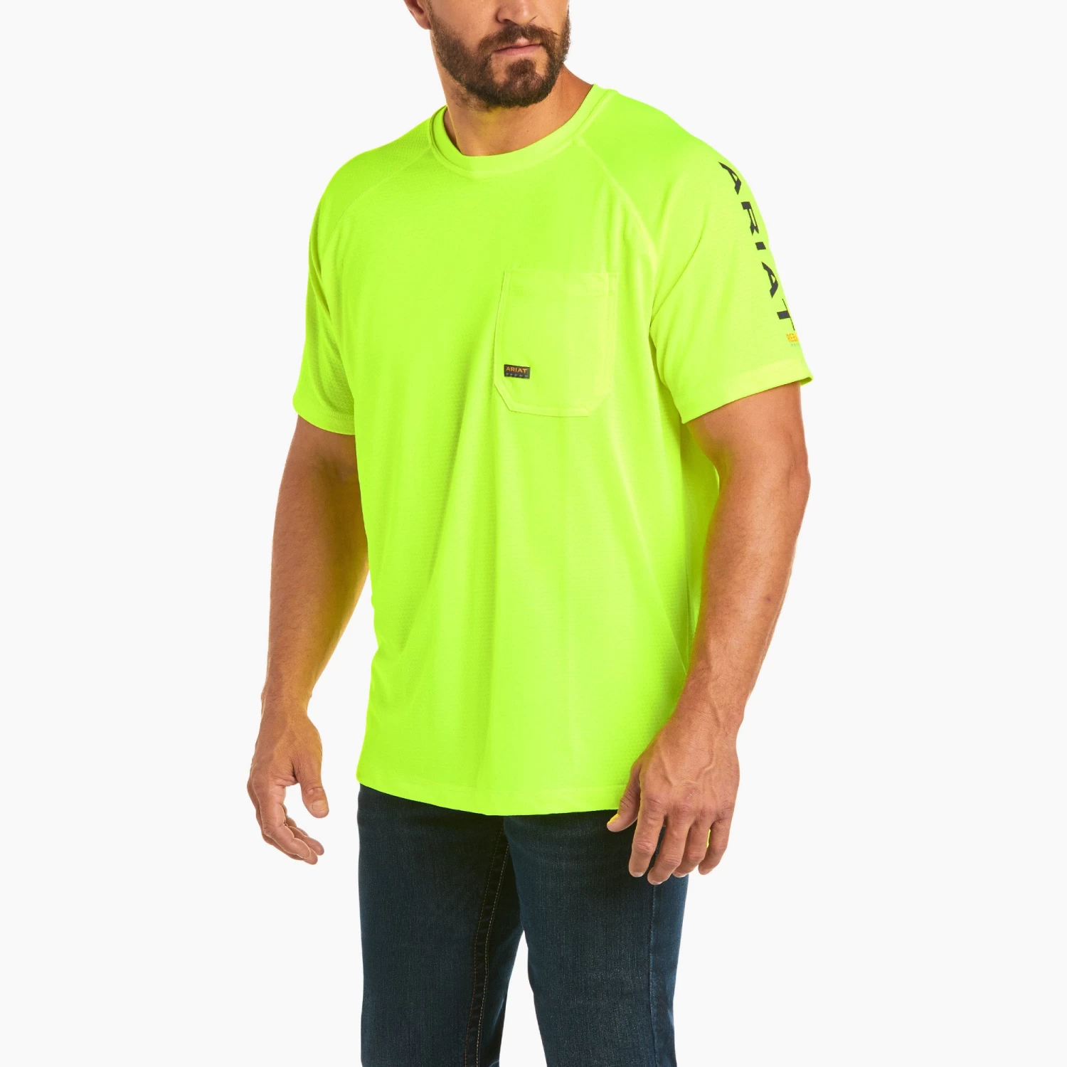 Ariat® Men's Rebar Heat Fighter SS Neon Lime T-Shirt 10031037