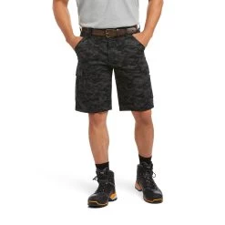 Ariat Men's Rebar Relaxed Durastretch Black Camo Cargo Shorts 10034682