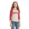 Ariat® Girl's REAL Long Live Oatmeal Heather/Red Bud T-Shirt 10039502