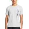 Ariat® Men's Vertical Logo Heather Grey Short Sleeve T-Shirt 10039193