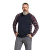 Ariat® Men's FR Stretch Camo Baseball Navy/White/Red T-Shirt 10039164
