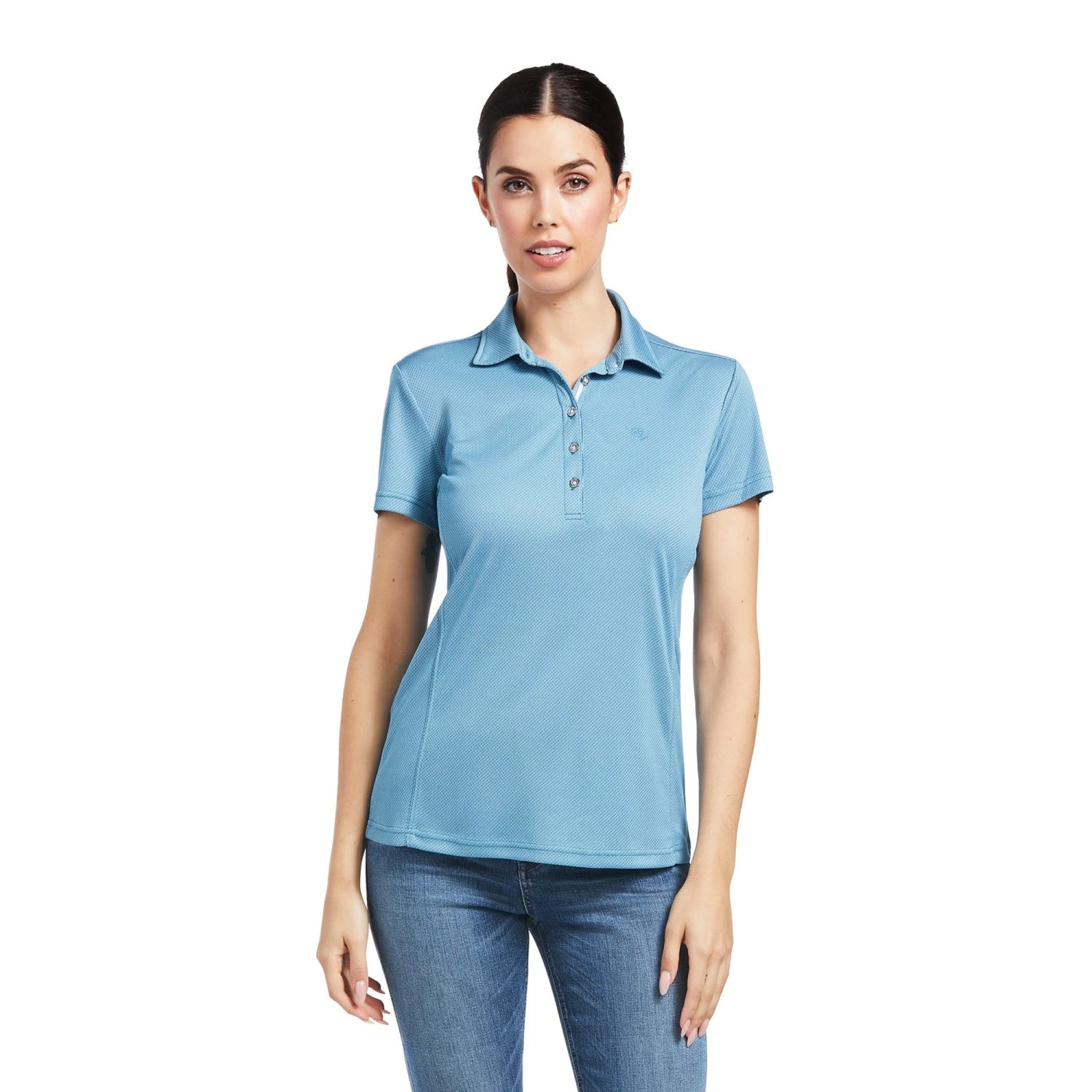 Ariat Ladies Talent Short Sleeve Saxony Blue Polo Shirt 10039323