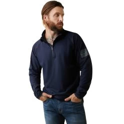 Ariat Men's FR Combat Stretch 1/4 Zip Navy Work Shirt 10043565