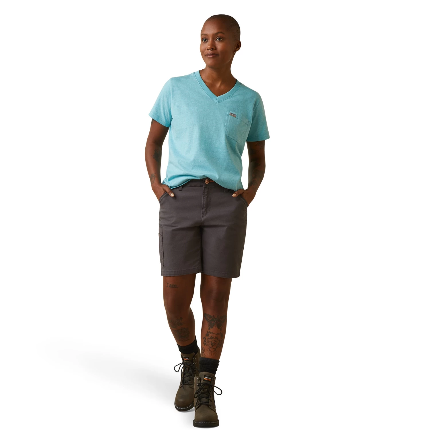 Ariat® Ladies Rebar Cotton Strong™ Heather Blue T-Shirt 10043343 - Image 5