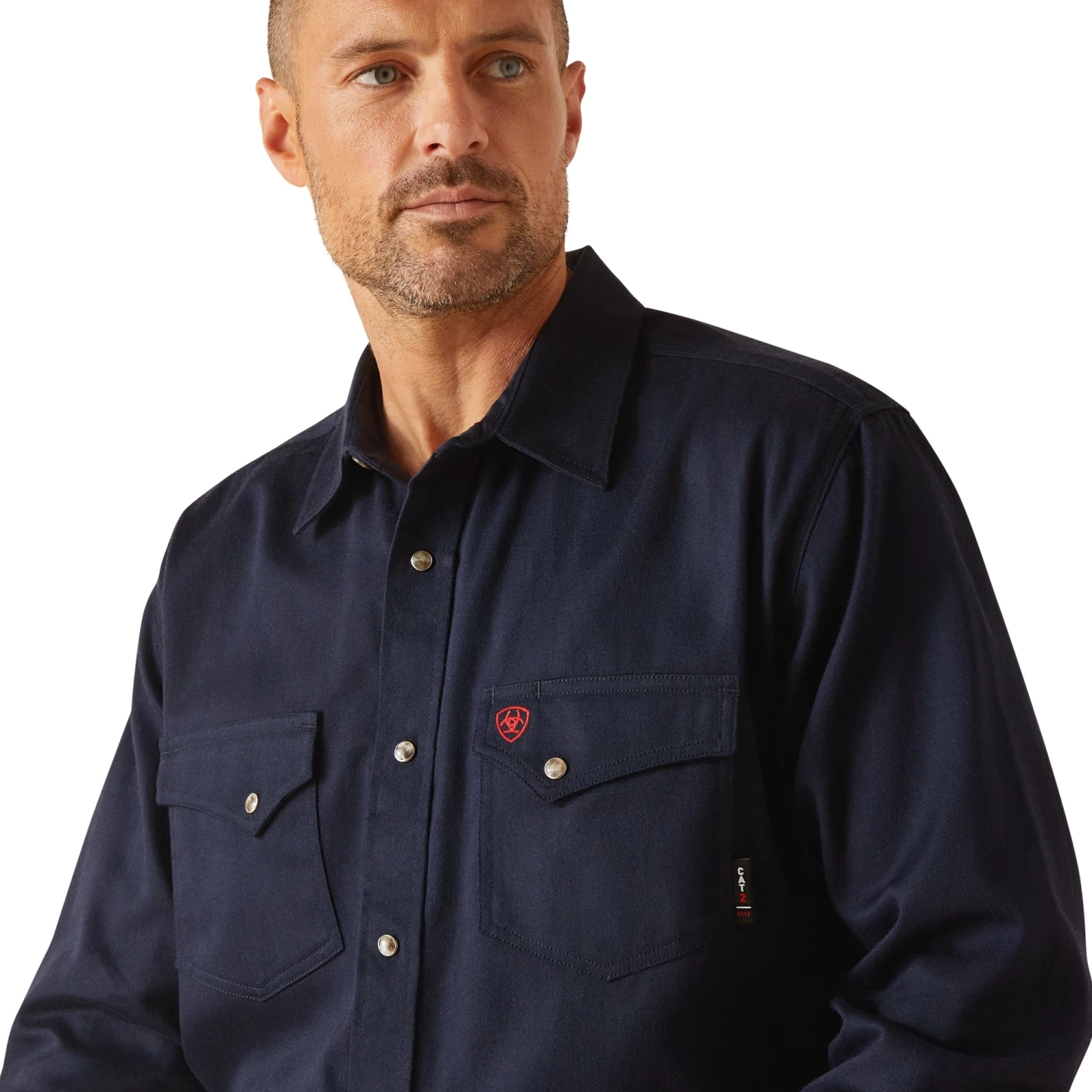 Ariat Men's FR Solid Navy Snap Work Shirt 10048489 - Image 4