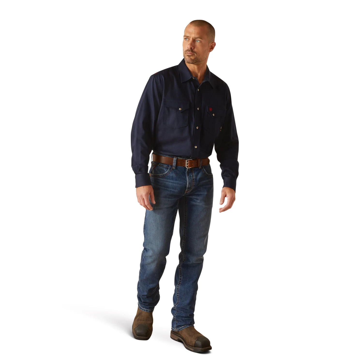 Ariat Men's FR Solid Navy Snap Work Shirt 10048489 - Image 3