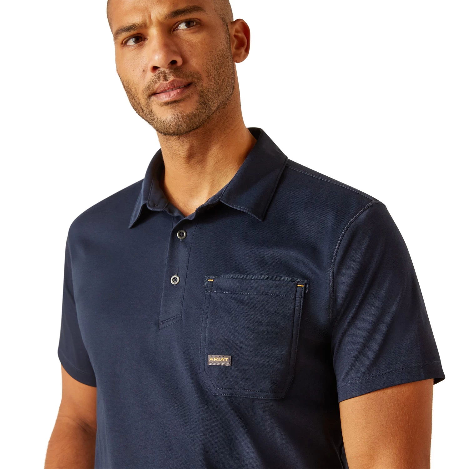 Ariat Men's Rebar Foreman Navy Polo Shirt 10048615 - Image 4