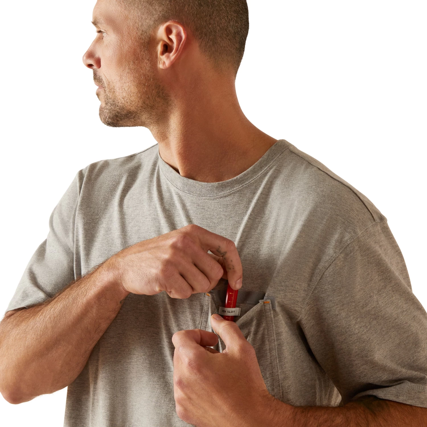 Ariat Men's Rebar Workman Victory Eagle Heather Grey T-Shirt 10048987 - Image 4