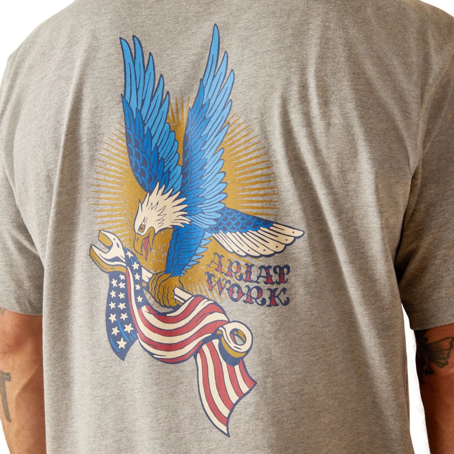 Ariat Men's Rebar Workman Victory Eagle Heather Grey T-Shirt 10048987 - Image 5