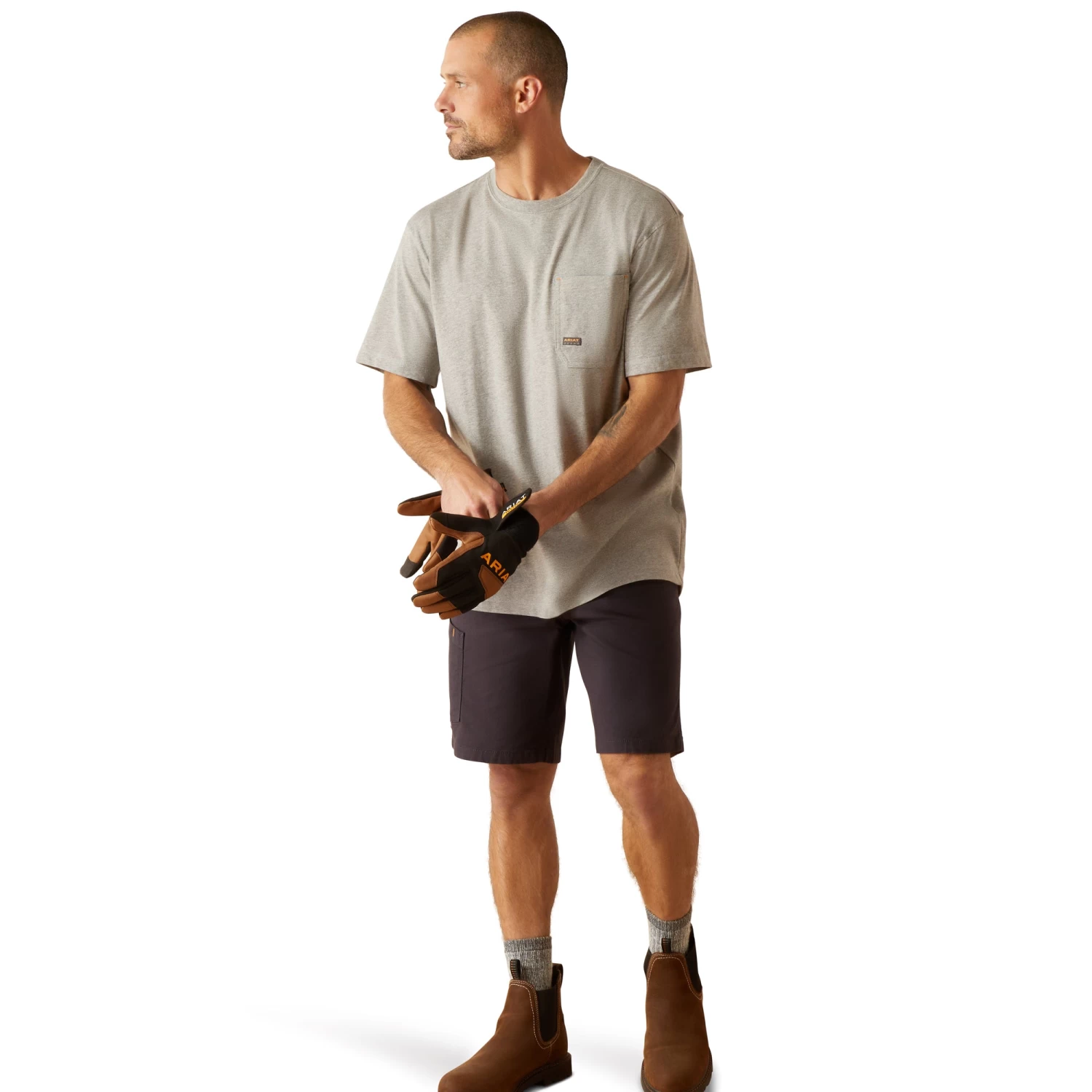 Ariat Men's Rebar Workman Victory Eagle Heather Grey T-Shirt 10048987 - Image 2