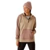 Ariat Ladies Rebar Oversized Oatmeal Heather & Antler 1/2 Zip Hoodie 10048481