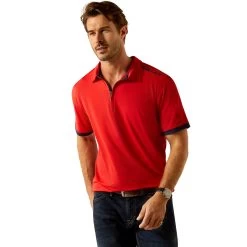 Ariat Men's Bandera Team Weg Red 1/4 Zip Polo 10054971