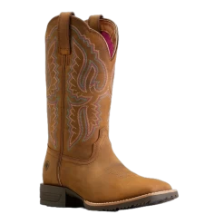 Ariat Ladies Hybrid Ranchwork Distressed Tan Western Boots 10047043